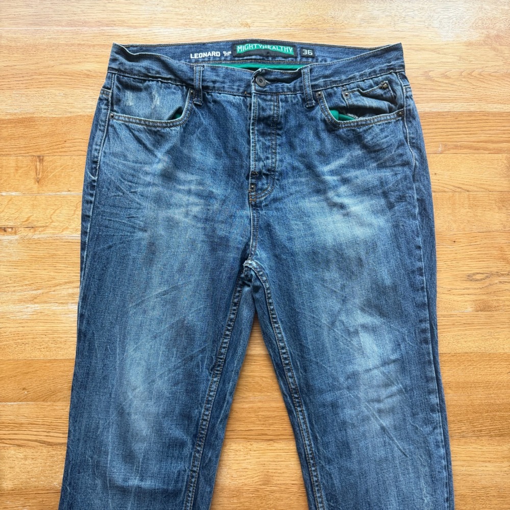 Mighty Healthy Leonard Slim Fit Jeans Mens 36 Blue Medium Wash Streetwear Denim